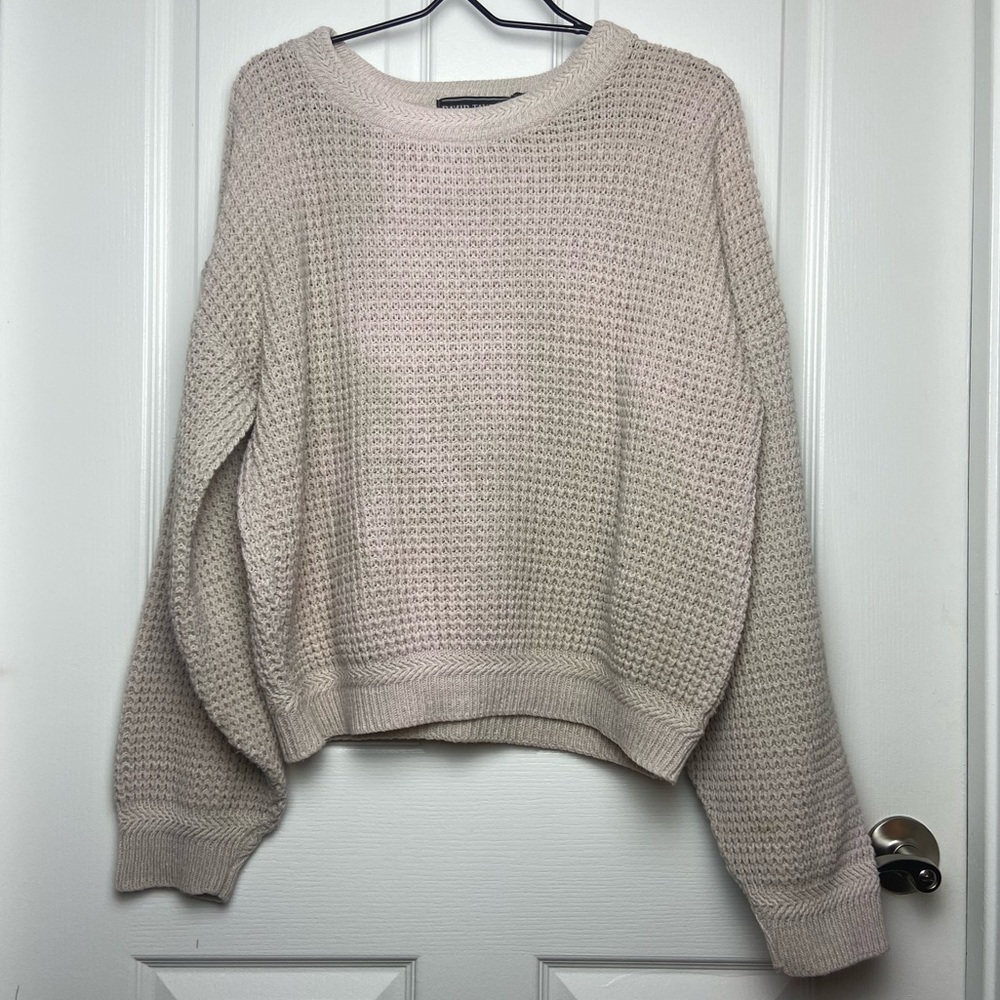 Vintage 90s David Taylor Cream 100% Acrylic Chunky Knit Crew Neck Sweater Size L